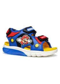 Geox Kinder Sandale "J SANDAL CIBERDRON B Blinkschuh", Gr. 24, blau, Synthetik, Textil, sportlich, Schuhe, Klettschuh in buntem Design mit Super