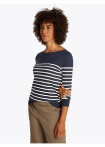 Tommy Hilfiger Damen Strickpullover "CO JERSEY STITCH BOAT-NK SWEATER", blau, casual, Gr. M, gestreift, Strick, Obermaterial: 67% Baumwolle, 33%