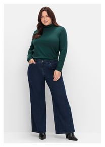 sheego Damen Stretch-Jeans "Große Größen", blau, feminin, Gr. 42, unifarben, Obermaterial: 98% Baumwolle, 2% Elasthan, Jeans, High-Waist, im