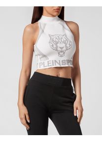 Plein Sport Damen Lauftop "Sport Top", weiß, Gr. XS, Obermaterial: 70% Viskose, 30% Polyester, Tops