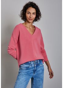 Street One Damen Langarmshirt, rosa, casual, Gr. 42, unifarben, Web, 46% Modal, 46% Polyester, 8% Elasthan, Shirts, mit V-Ausschnitt