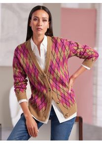 Heine Damen Cardigan, bunt, Gr. 40, gemustert, mehrfarbig, kariert, 50% Polyacryl, 30% Polyamid, 20% Wolle, Strickjacken