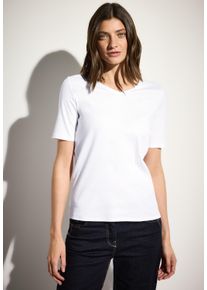 Cecil Damen T-Shirt, weiß, Basic, Gr. L, unifarben, Web, 100% Baumwolle, Shirts, aus reiner Baumwolle