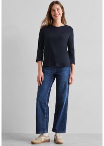Cecil Damen Langarmshirt, blau, casual, Gr. XL, unifarben, Web, 100% Baumwolle, Shirts, aus reiner Baumwolle