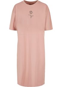 Merchcode Damen Shirtkleid "Merchcode Damen Ladies Rose Oversized Slit Tee Dress", rosa, klassisch, Gr. L, 100% Baumwolle, Kleider