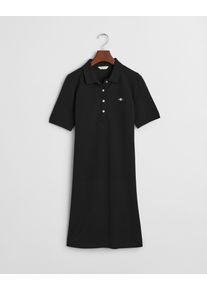 Gant Damen Polokleid "SHIELD SS PIQUE POLO DRESS", schwarz, casual, Gr. XXL, Web, Obermaterial: 100% Baumwolle, Kleider