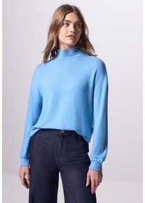 Damen Langarmshirt, blau, casual, Gr. 34, STREET ONE STUDIO, unifarben, Stoff, 80% Viskose, 15% Polyester, 5% Elasthan, Shirts, aus softem Materialmix