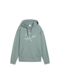 Puma Damen Hoodie "ESS SCRIPT Comfort Hoodie Damen", grün, Gr. S, Obermaterial: 32% Polyester, 68% Baumwolle; Kapuzenfutter: 100% Baumwolle; Rippe: