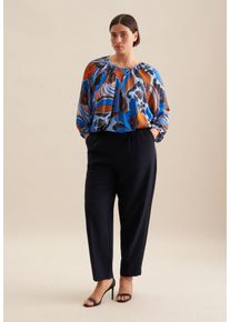 Seidensticker Damen Klassische Bluse "Schwarze Rose", blau, Gr. 52, geblümt, 100% Viskose, Blusen, Tunika Floral