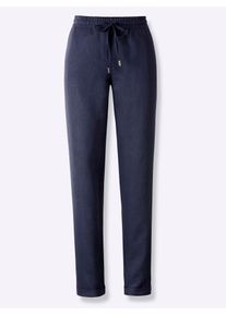 Heine Damen Leinenhose, blau, Gr. 42, unifarben, 100% Leinen, Hosen