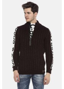 Cipo & Baxx CIPO & BAXX Herren Strickpullover "Pullover", rot, Basic, Gr. XL, unifarben, 100% Polyacryl, Pullover, mit Marken Schriftzug, CP216