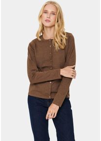 Saint Tropez Damen Strickjacke "A8661, MilaSZ R-Neck Cardigan", braun, modisch, Gr. S, meliert, Strick, Obermaterial: 80% Viskose, 20% Polyacryl,