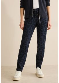 Cecil Damen Stoffhose, blau, casual, Gr. XXL, animal-print, Stoff, 50% Polyester, 50% Viskose, Hosen, mit seitlichem Reißverschluss