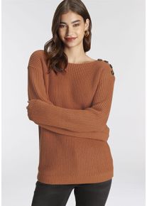 Laura Scott Damen Rundhalspullover, orange, casual, Gr. 40, Strick, Obermaterial: 60% Polyacryl, 40% Baumwolle, Pullover, mit Knopf-Details - NEUE