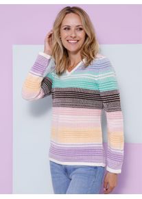 Classic Basics Damen Strickpullover "Langarm-Pullover", bunt, Gr. 50, gemustert, gestreift, mehrfarbig, 100% Polyacryl, Pullover