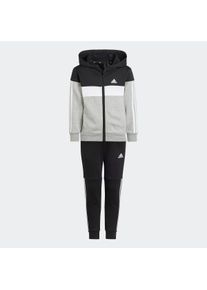 Kinder Trainingsanzug "TIBERIO 3-STREIFEN COLORBLOCK KIDS", schwarz-weiß, sportlich, Gr. 116, adidas Sportswear, Obermaterial: 70% Baumwolle, 30%