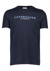 LINDBERGH Herren T-Shirt, blau, casual, Gr. XXL, unifarben, Single Jersey, Obermaterial: 100% Baumwolle, Shirts, mit Logo und Rundhalsausschnitt