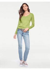 Heine Damen Rundhalspullover "Rundhals-Pullover", grün, Gr. 36, unifarben, 100% Baumwolle, Pullover