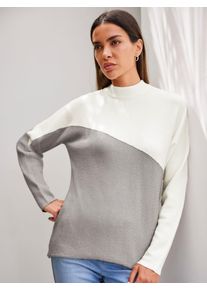 Heine Damen Strickpullover "Pullover", grau, Gr. 40, gemustert, mehrfarbig, 50% Viskose, 28% Polyester, 22% Polyamid, Pullover