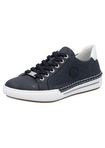 Rieker Damen Plateausneaker, Gr. 41, blau, Lederimitat, sportlich, Schuhe, Schnürschuh, Halbschuh, Freizeitschuh mit weißer Rahmennaht
