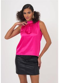 FRESHLIONS Damen Klassische Bluse, pink, casual, Gr. XL, unifarben, 100% Polyester, Blusen, mit hohem Kragen