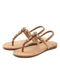 Lascana Damen Zehentrenner, Gr. 38, beige, Obermaterial: 100% Textilmaterial. Futter: 100% Lederimitat. Decksohle: 100% Textilmaterial. Laufsohle: