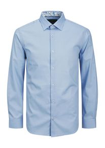 Jack & Jones JACK & JONES Herren Langarmhemd "JPRBLABARNES DETAIL DOBBY L/S SHIRT LN", blau, modisch, Gr. M, unifarben, Web, Obermaterial: 100% Baumwolle, Hemden