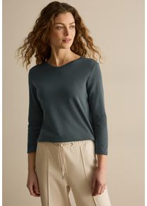 Cecil Damen Langarmshirtslate khaki, casual, Gr. L, unifarben, Web, 100% Baumwolle, Shirts, aus reiner Baumwolle