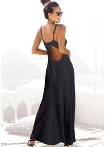 s.Oliver Damen Maxikleid, schwarz, modisch, Gr. 40, unifarben, Jersey, Obermaterial: 95% Viskose, 5% Elasthan, Kleider, mit tiefem Rückenausschnitt