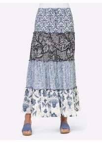 Heine Damen Schlupfrock, blau, Gr. 42, geblümt, gemustert, mehrfarbig, bedruckt, 100% Baumwolle, Röcke