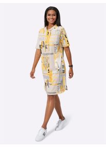 Inspirationen Damen Sweatkleid "Shirtkleid", gelb, Gr. 40, gemustert, mehrfarbig, bedruckt, Jersey, Single Jersey, 100% Baumwolle, Kleider