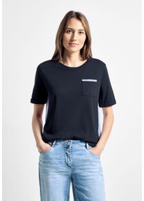 Cecil Damen T-Shirt, blau, casual, Gr. M, unifarben, Web, Vorderseite: 50% Modal, 50% Baumwolle, Rückseite: 100% Baumwolle, Shirts, aus softem