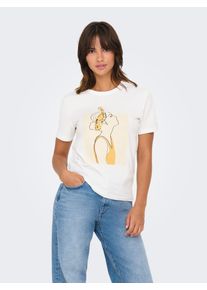 Only Damen Kurzarmshirt "ONLCLARA S/S TEE CS JRS"cloud dancer detail:bandana, modisch, Gr. XS, bedruckt, Jersey, Obermaterial: 100% Baumwolle, Shirts