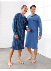 wäschepur WÄSCHEPUR Herren Nachthemd "Nachthemden", Gr. 44, blau, 100% Baumwolle, unifarben, gemustert, mehrfarbig, gestreift, Kleider