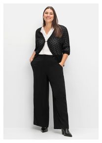 sheego Damen Anzughose "Große Größen", schwarz, klassisch, Gr. 44, unifarben, Obermaterial: 100% Polyester, Hosen, High-Waist, im Curvy-Schnitt ELLA