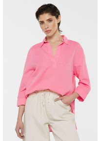 Damen Schlupfbluse, pink, casual, Gr. L, SENSES.THE LABEL, unifarben, Material: 50% Baumwolle, 50% Leinen, Blusen, mit Seitenschlitze