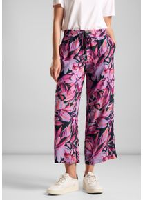Street One Damen Stoffhose, pink, casual, Gr. 32, geblümt, Stoff, 100% Viskose, Hosen, High Waist