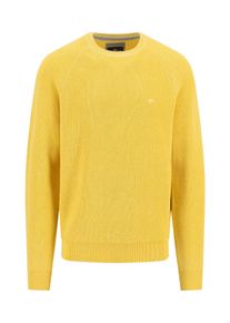 Fynch-Hatton Herren Strickpullover, gelb, casual, Gr. M, unifarben, Strick, Obermaterial: 100% Baumwolle, Pullover, mit Logo Stickerei