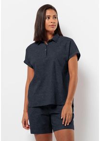 Jack Wolfskin Damen Kurzarmbluse "KARANA SHIRT W", blau, Gr. XS, OBERSTOFF: 55% HANF, 45% BAUMWOLLE, Blusen