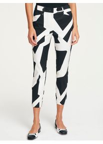Heine Damen 7/8-Hose, schwarz-weiß, Gr. 38, bedruckt, gemustert, 48% Baumwolle, 45% Polyester, 7% Elasthan, Hosen