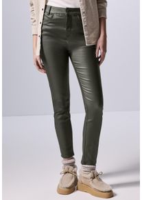 Damen Lederimitathose, grün, casual, Gr. 46, STREET ONE STUDIO, unifarben, Stoff, 76% Viskose, 21% Nylon, 3% Elasthan, Hosen, High Waist