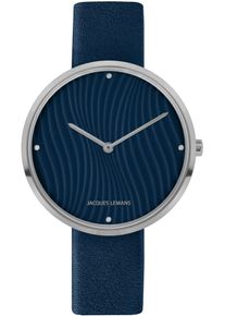 Jacques Lemans Damen Quarzuhr "Design Collection", blau, Armbanduhren, Armbanduhr, Damenuhr, gehärtetes Crystexglas, Lederarmband