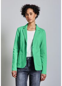 Street One Damen Sweatblazer, grün, casual, Gr. 46, unifarben, Jersey, 93% Baumwolle, 7% Elasthan, Blazer, mit aufgenähten Taschen