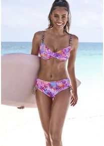 Buffalo Damen Bikini-Hose "Haruna", rosa, Gr. 34, bedruckt, Animalprint, Recycling-Polyamid, Badehosen, mit höherer Schnittform