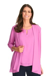 Damen Blusenjacke "HERMANN LANGE Collection Chiffonjacke Bella", rosa, Gr. 44, HERMANN LANGE Collection, 100% Polyester, Jacken