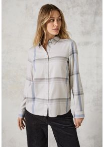 Cecil Damen Langarmbluse, weiß, casual, Gr. XL, kariert, Web, Stoff, 50% Viskose, 50% Baumwolle, Blusen, mit Knopfleiste