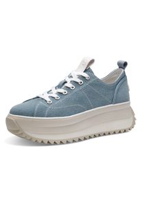 Tamaris Damen Plateausneaker "Milena", Gr. 40, blau, Textil, Synthetik, sportlich, Schuhe, Freizeitschuh, Halbschuh, Schnürschuh mit Touch-It