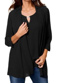 Damen Blusenjacke "HERMANN LANGE Collection Chiffonjacke Bella", schwarz, Gr. 38, HERMANN LANGE Collection, 100% Polyester, Jacken