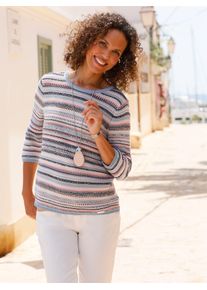 Casual Looks Damen 3/4 Arm-Pullover "Streifenpullover", bunt, Gr. 44, gemustert, mehrfarbig, gestreift, 65% Baumwolle, 35% Polyacryl, Pullover