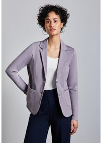 Street One Damen Sweatblazer, lila, casual, Gr. 44, unifarben, Jersey, 93% Baumwolle, 7% Elasthan, Blazer, mit aufgenähten Taschen